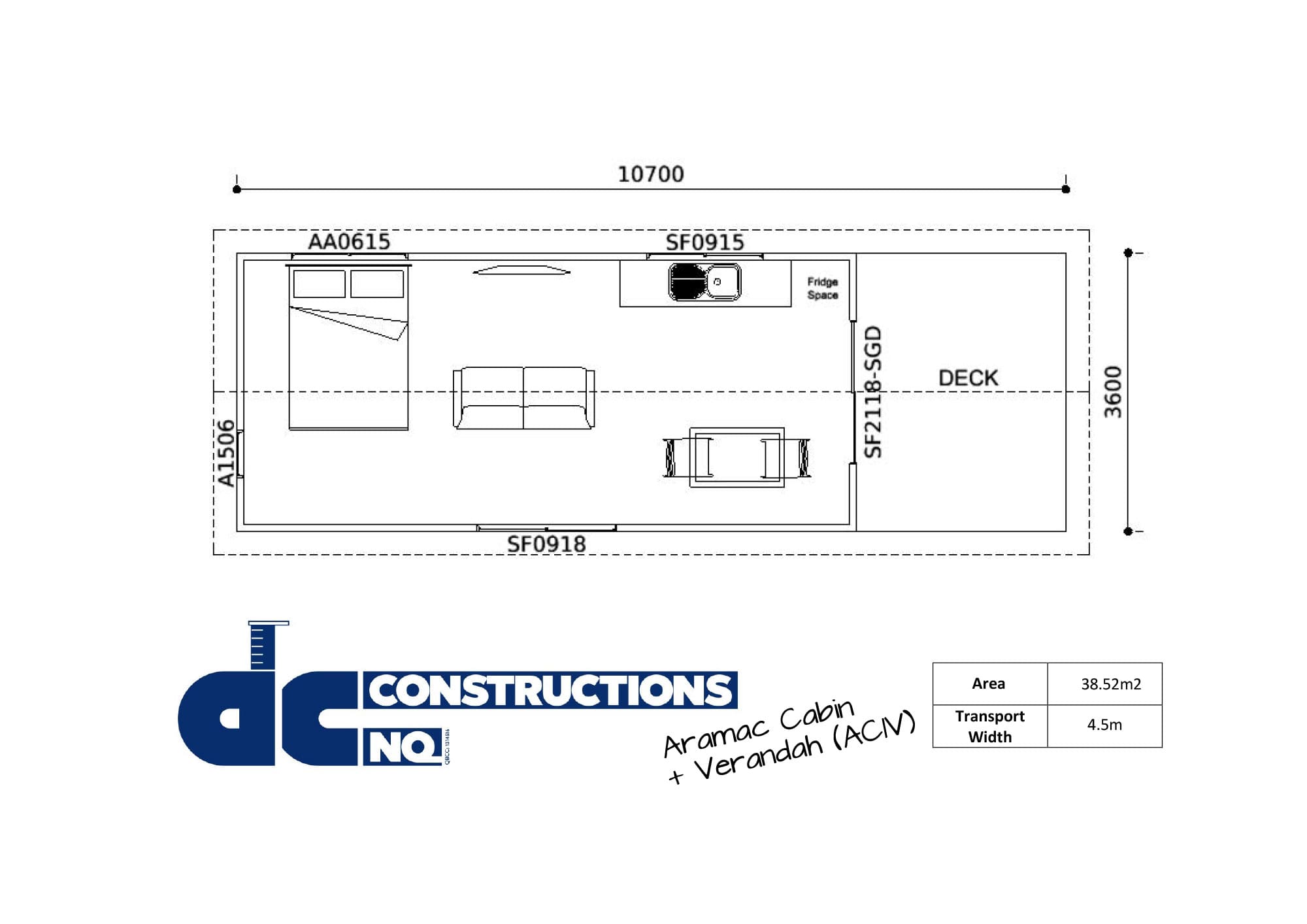 Aramac Cabin with Deck Floor Plan Image