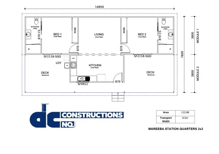 Mareeba Station Quarters 2x2 Floor Plan Image