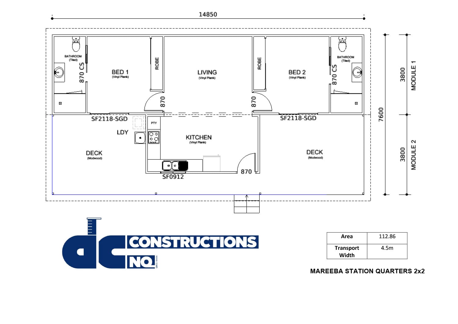 Mareeba Station Quarters 2x2 Floor Plan Image