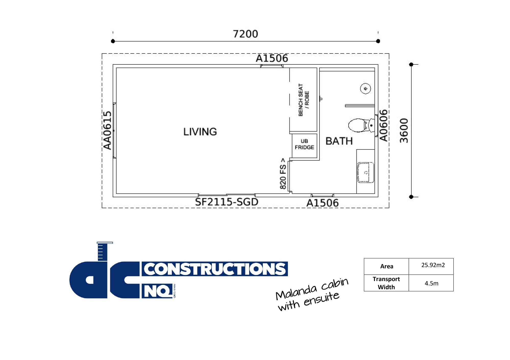Malanda Cabin with Ensuite Floor Plan Image