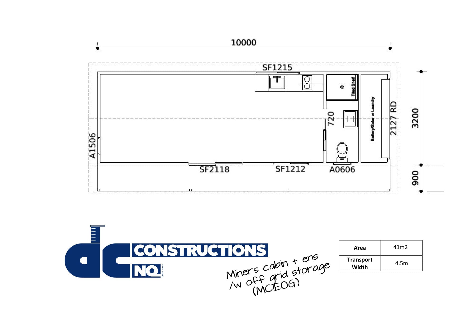 Miners Cabin with Ensuite Off Grid Floor Plan