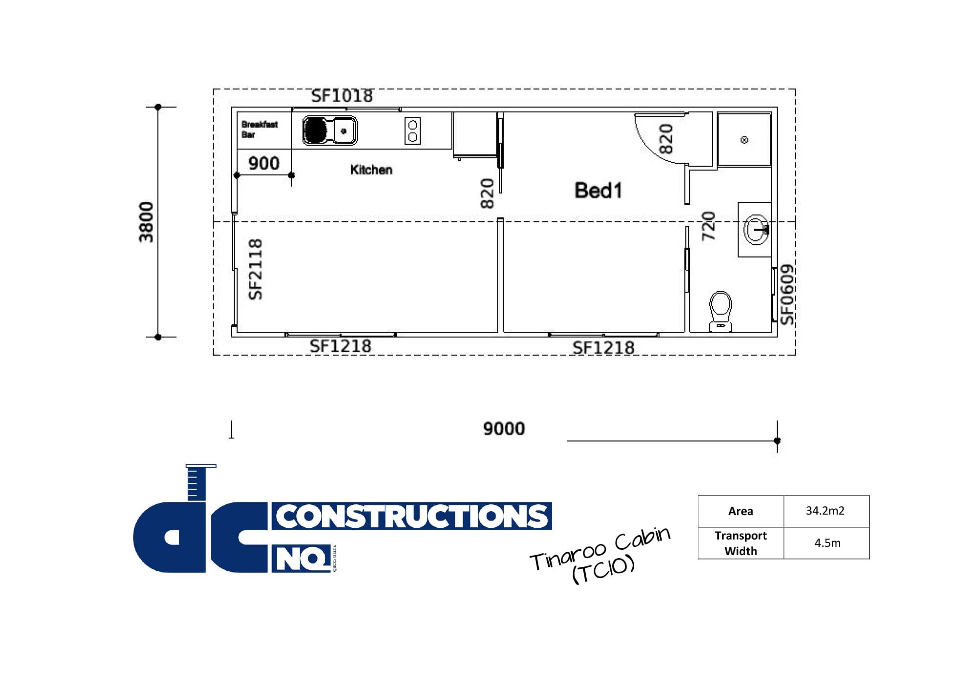 Tinaroo Cabin 1 Bed Floor Plan Image