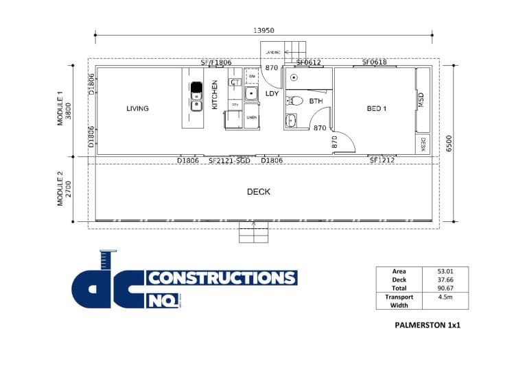 Palmerston 1 Bedroom Floor Plan