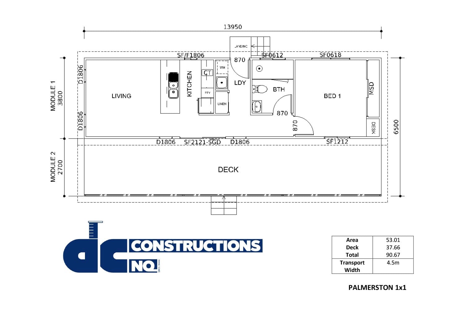 Palmerston 1 Bedroom Floor Plan