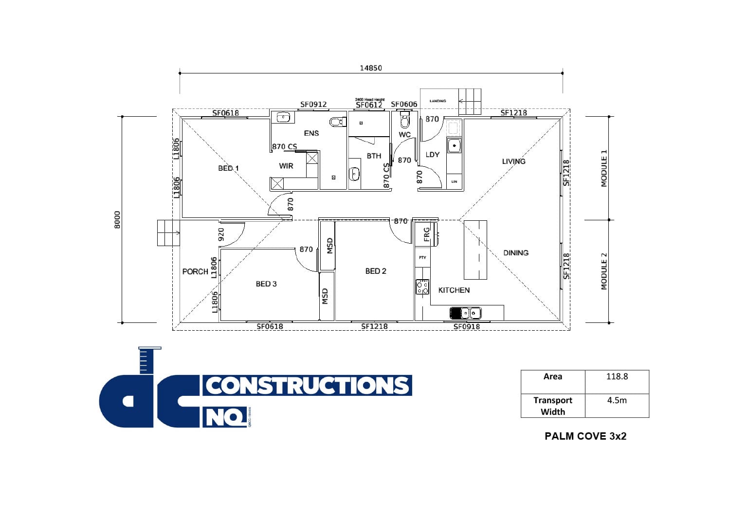 Floor plan flyer Palm Cover 3x2