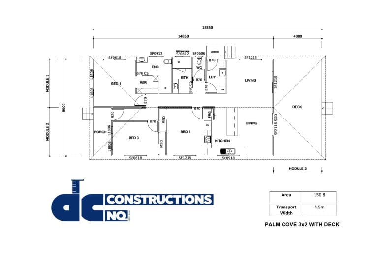 Floor plan flyer Palm Cover 3x2 with Deck