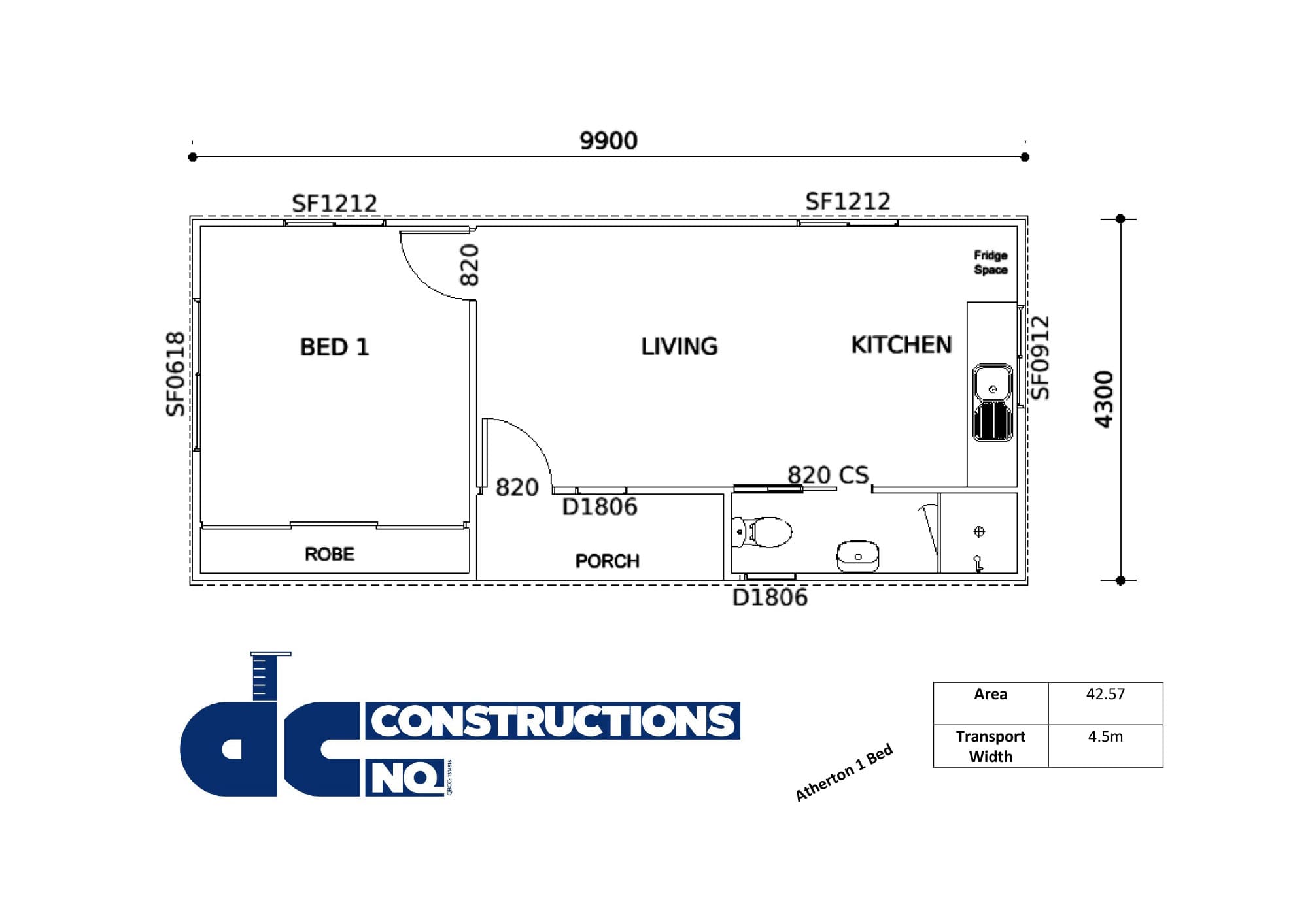 Atherton 1 Bed Floor Plan Image