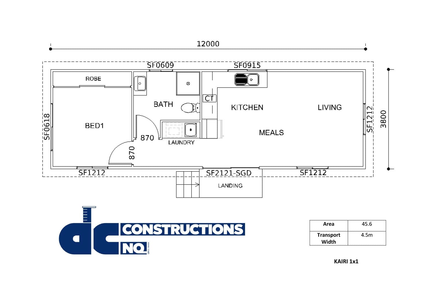 Kairi Cabin 1 Bed Floor Plan Image