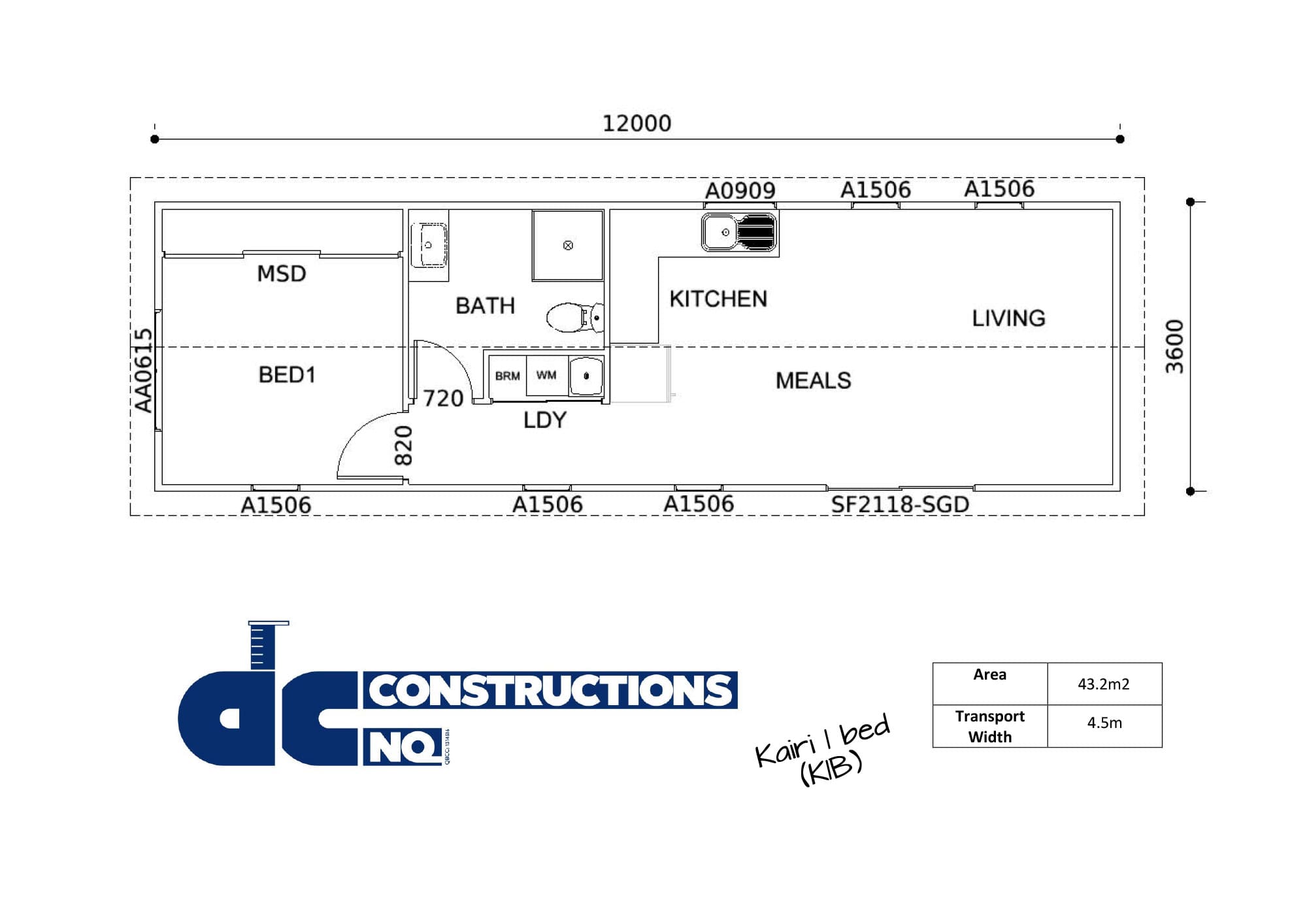 Kairi Cabin 1 Bed Floor Plan Image