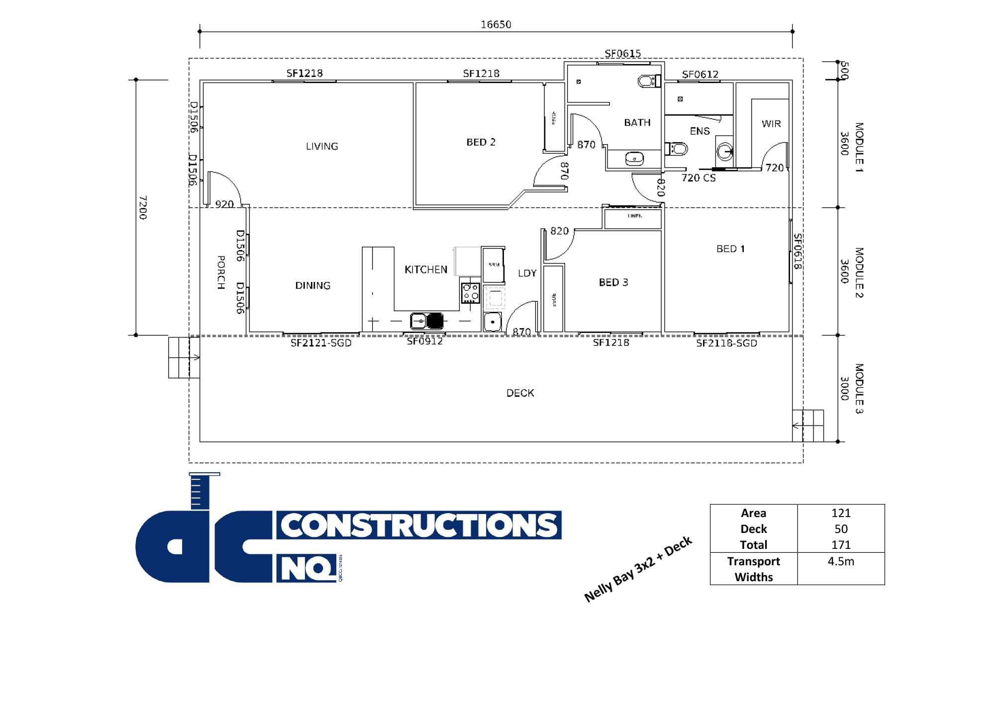 Nelly Bay 3x2 with Deck Floor Plan Image