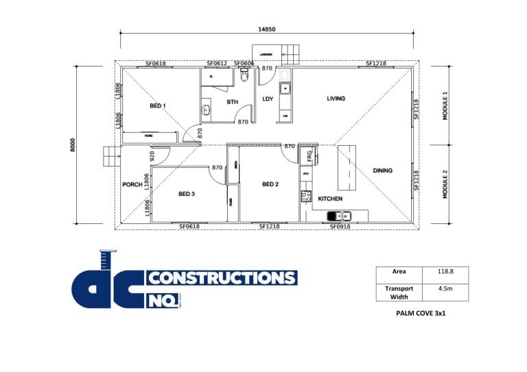 Floor plan flyer Palm Cove 3x1