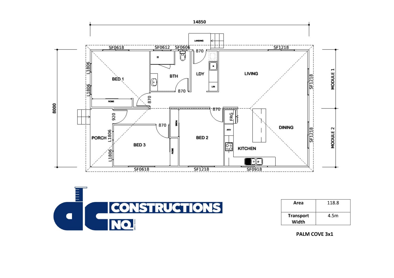 Floor plan flyer Palm Cove 3x1