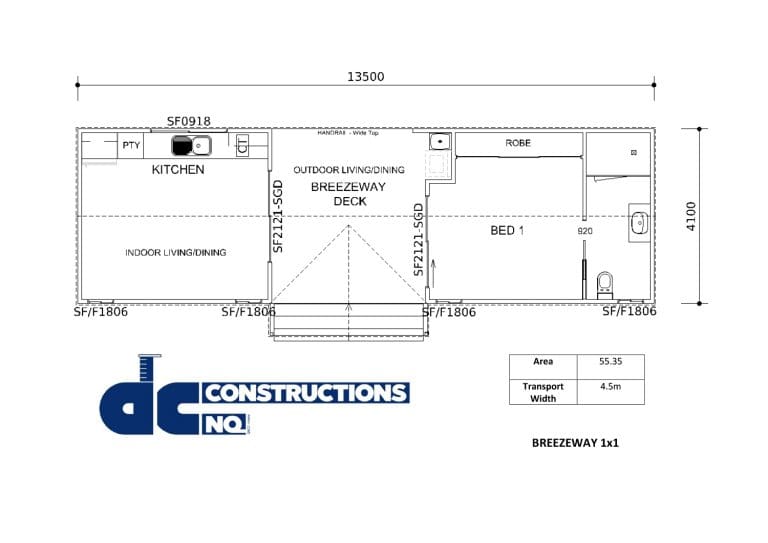 Floor plan flyer Breezeway 1x1