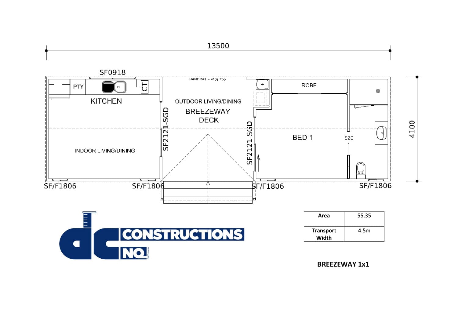Floor plan flyer Breezeway 1x1