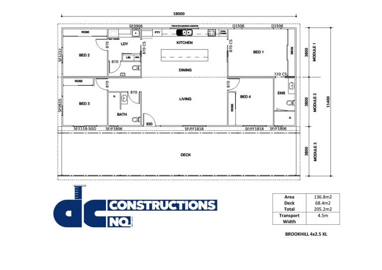 Floor plan flyer Brookhill 4x2 XL