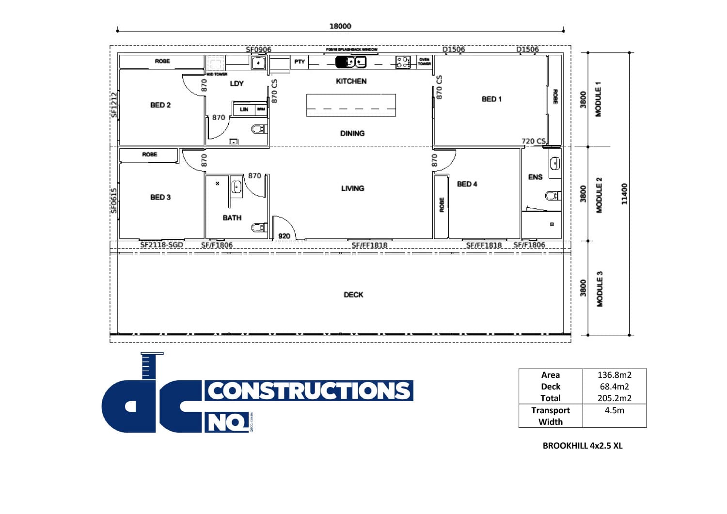 Floor plan flyer Brookhill 4x2 XL
